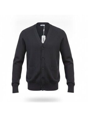 Coofandy Mens Black Cardigan Sweater With Pockets Button-Up Style Size S